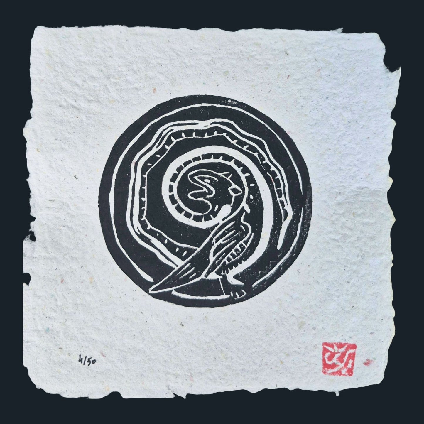 Snake Dragon | Linol Baskı