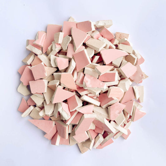 Somon Pembe Tonları | El yapımı Seramik Mozaik Taşı - 150 gr